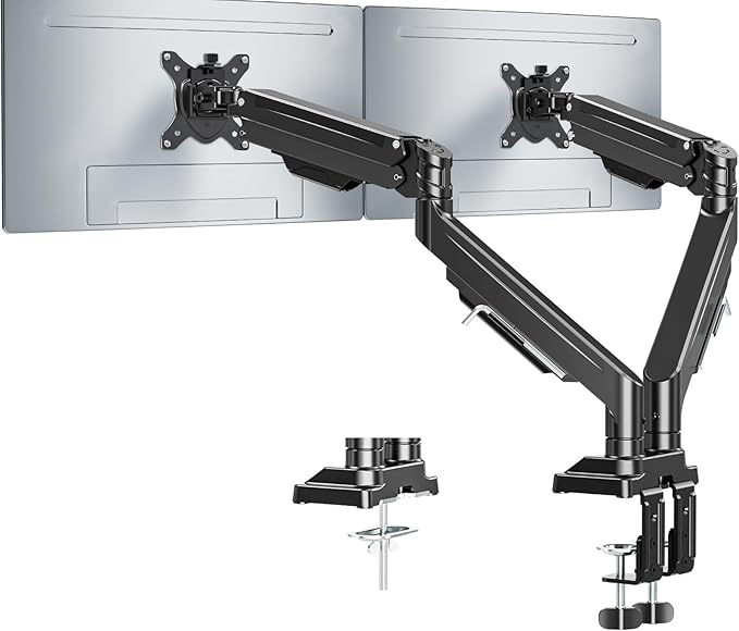 MOUNT PRO Dual Monitor Stand for Two Screens up to 43 Inch, Heavy Duty Ultrawide Double Monitor Arm Holds up to 33lbs Each, Premium Adjustable Computer Monitor Mount for 2 Monitors, VESA Desk Mount