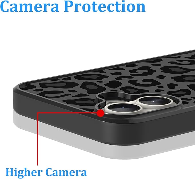 KANGHAR Case Compatible with iPhone 16,Black Leopard Design,Tire Texture Non-Slip +Shockproof Rugged TPU Protective Case for iPhone 16 6.1 Inch