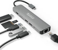 Plugable 7-in-1 USB C Hub Multiport Adapter with Ethernet Driverless Compatibility with Mac, Windows, iPhone 15, Chromebook, USB4, Thunderbolt, 100W Charging, Ethernet, 4K60Hz HDMI, 2X USB, SD/microSD