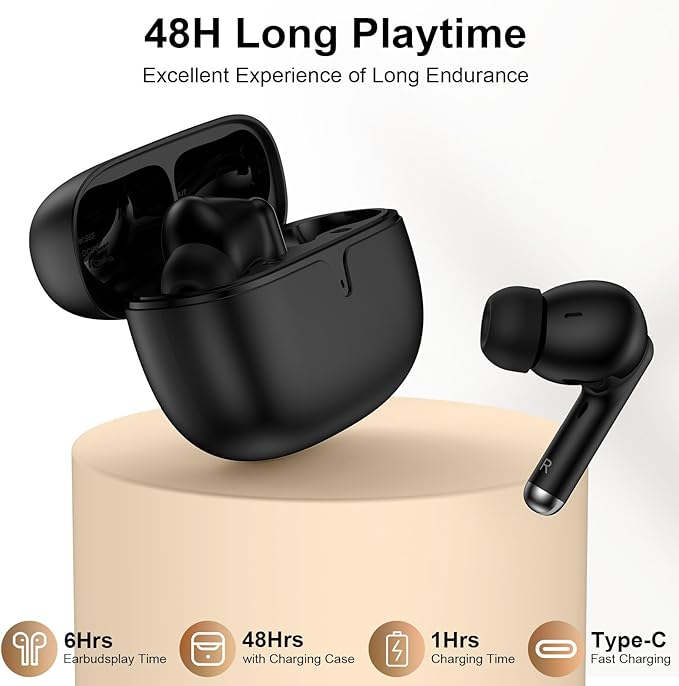 Samsung Earbuds Wireless Android Bluetooth Headphones for Samsung Galaxy S26 Ultra/S26 Plus/S25 FE Edge/S24/A57/A37/A17/A56/A16, 48H Noise Canceling Wireless Earbuds IPX7 Waterproof Sports Earphones
