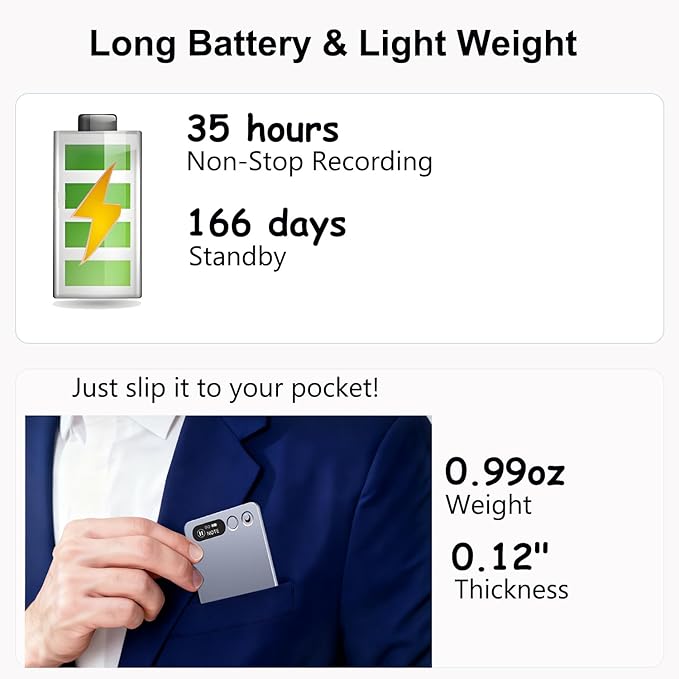 AI Voice Recorder with Transcription and Mind Map, AI Recorder and Transcriber, APP Control, AI Note Taker Recording Device for Lectures,Meetings,Calls, Long Battery, Gray