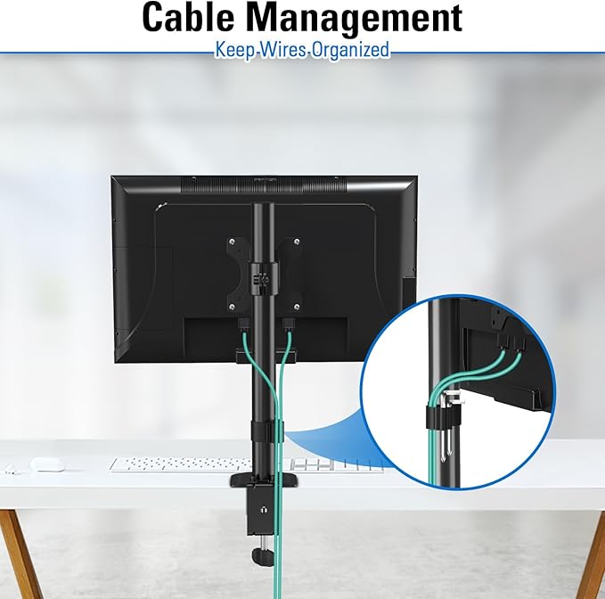 MOUNTUP Single Monitor Mount, Adjustable Monitor Stand for Max 32 Inch Flat Curved Computer Screen, Monitors Arm Desk Mount Fit VESA 75x75& 100x100, up to 17.6lbs, with C-Clamp and Grommet Base, Black