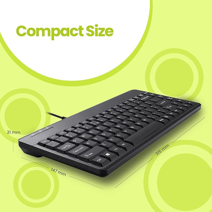 Perixx PERIBOARD-409P Wired PS2 Mini Keyboard, Black, US English Layout