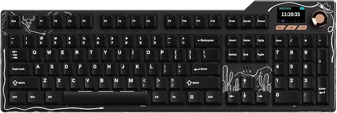DAIDAI×AJAZZ AK35I V3 Full Size Hot Swap Mechanical Gaming Keyboard with Screen & Knob 2.4G/BT/USB-C Gasket Keyboard FR4 Plate 8000mAh Battery South Facing LED RGB(Avocado Axis)