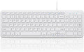 Perixx PERIBOARD-213W Wired Quiet USB Scissor Keyboard - 14.45x4.76x0.70 Inches - Compact Design with Number Pad - White - US English (PERIBOARD-213US)