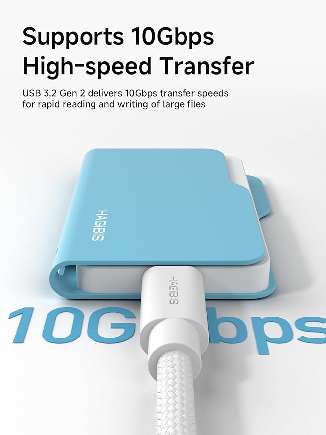 Hagibis SSD Enclosure, Folder Style USB 3.2 Gen2 10Gbps to NVMe PCI-E M.2 SSD Case, M.2 External Hard Drive Enclosure for MacBook Laptop iPad Android iPhone 17 Pro Max (Yellow only 2230)