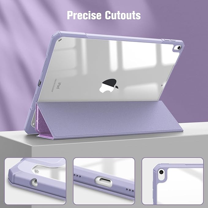 Fintie Hybrid Slim Case for iPad Air 3rd Generation 10.5" 2019 / iPad Pro 10.5 Inch 2017 - [Built-in Pencil Holder] Shockproof Cover with Clear Transparent Back Shell (Glittering Purple)