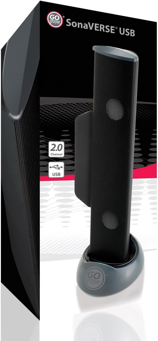 GOgroove SonaVERSE USB Speakers for Laptop Computer - USB Powered Mini Sound Bar with Clip-On Portable External Speaker Design for Monitor, One Cable for Digital Audio Input and Power (Black)