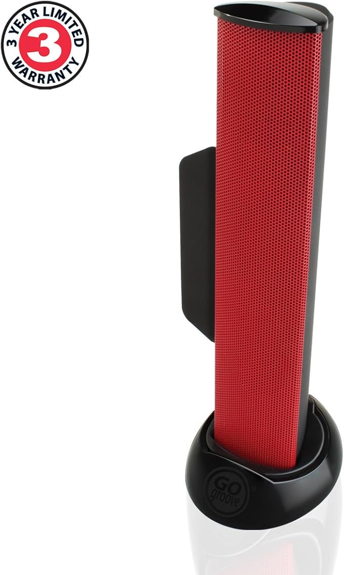 GOgroove SonaVERSE USB Speakers for Laptop Computer - USB Powered Mini Sound Bar with Clip-On Portable External Speaker Design for Monitor, One Cable for Digital Audio Input and Power (Red)