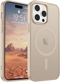 SUPFINE Magnetic for iPhone 14 Pro Case(Compatible with MagSafe)(Military Grade Drop Protection) Slim Translucent Matte Shockproof with Anti-Fingerprint Phone Case,Desert Gold