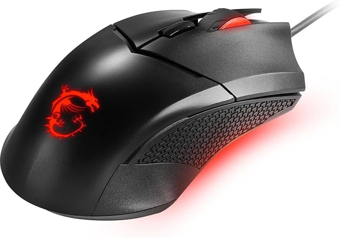 MSI Clutch GM08 Gaming Mouse, 4200 DPI, Optical Sensor, 3 Adjustable Weights, Red LED Lighting, Symmetrical Design, Black (Pack of 4)