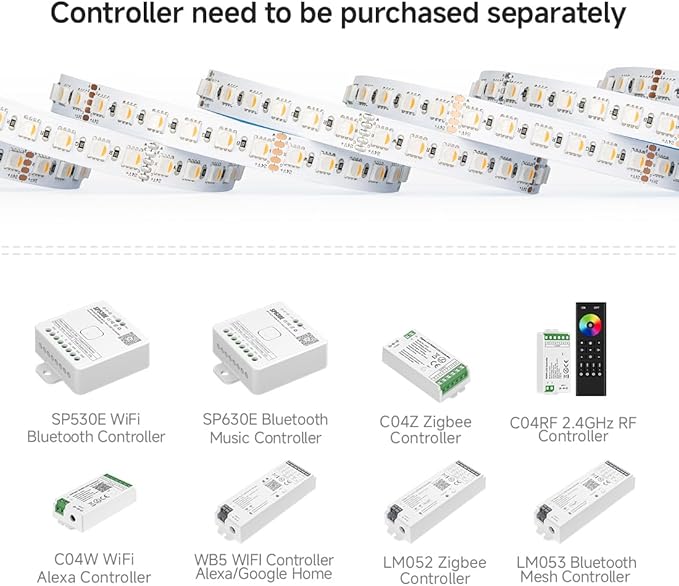 BTF-LIGHTING RGBW LED Strip Lights,UL Listed,5050 4 Colors in 1 RGB + 2700K-3000K Warm White,24V DC,16.4ft/5m 60LEDs/m 12mm White PCB, IP30 for Home Decoration(No Adapter or Controller)