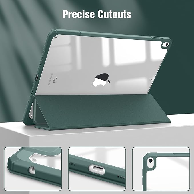 Fintie Hybrid Slim Case for iPad Air 3rd Generation 10.5" 2019 / iPad Pro 10.5 Inch 2017 - [Built-in Pencil Holder] Shockproof Cover with Clear Transparent Back Shell (Midnight Green)