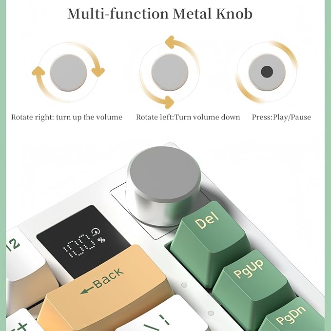 FKZ K75 Barebone Keyboard Kit, 75% Hot Swap Tri-Mode Bluetooth 5.0/2.4G Wireless/Type-C Wired RGB Mechanical Gaming Keyboard DIY Kit with Knob Screen Gasket PCB Mount (Green)