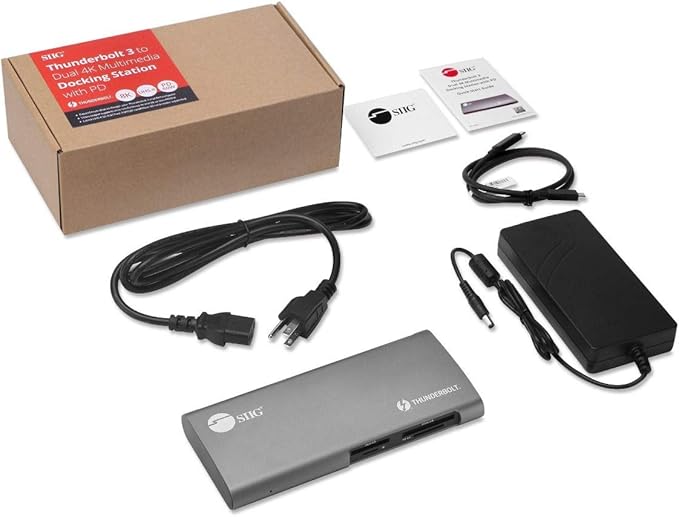 SIIG 8K Thunderbolt 3 Dock with 40 Gbps, 60W Charging, Single 8K or Dual 4K@60Hz for DisplayPort for Windows and Mac, XQD/SD/CFast/TF Card Reader, DP 1.4, Includes 2.3ft TB3 Cable (JU-DK0G11-S1)