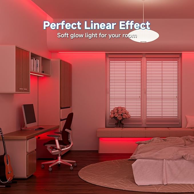 BTF-LIGHTING FCOB COB LED Strip Red Color 480LEDs/m 16.4FT DC12V Flexible High Density Uniform Light 8mm Width Bright Dimmable for Bedroom Indoor Decor(No Adapter or Controller)