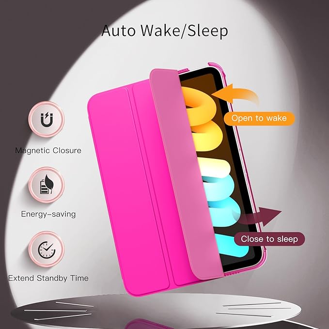 MoKo for iPad mini 7 (A17 Pro) Generation Case 2024, iPad mini 6 Case 2021, 8.3-inch Slim Lightweight Protective Hard Back PC Shell Stand Cover Support Touch ID, Auto Wake/Sleep, Pitaya Red