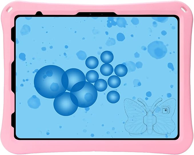 Butterfly Kids Case for iPad Air 13 Inch M3/M2 (2025/2024), iPad Pro 13 M5/M4 (2025/2024), iPad Pro 12.9 (2022/2021/2020/2018), 3D Cartoon EVA Foam Shockproof Stand Cover for Girls - Pink