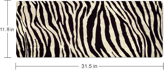 Zebra Striped Printed Desk Mat Large Gaming Mouse Pad XL Extended Mousepad Desk Pad Big Keyboard Pad Desktop Mouse Mat 31.5"x11.8" Deskmat for Gamers with Stitched Edges Non-Slip Rubber Base