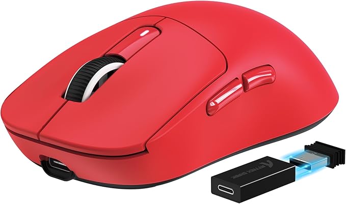 ATTACK SHARK X3PRO 4K/8K Lightweight Wireless Gaming Mouse with Tri-Mode(Wired/2.4GHz/BT),PAW3395 Optical Sensor,26K DPI,Kailh GM8.0 Switch,Long Battery,7 Buttons for PC/Laptop/Win/Mac(Red)