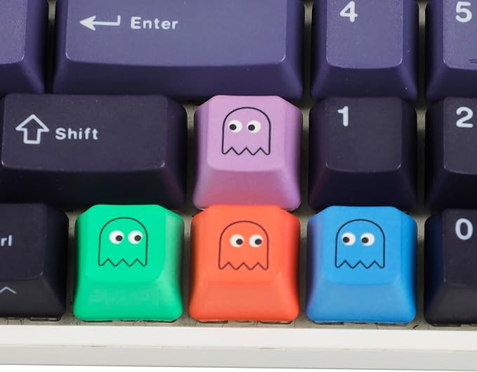 OEM Profile Pac-man Five Dye PAC PBT Key caps Custom Sublimation keycaps for MX Mechanical Gaming Keyboard (OEM Pac-man 5 Keys)