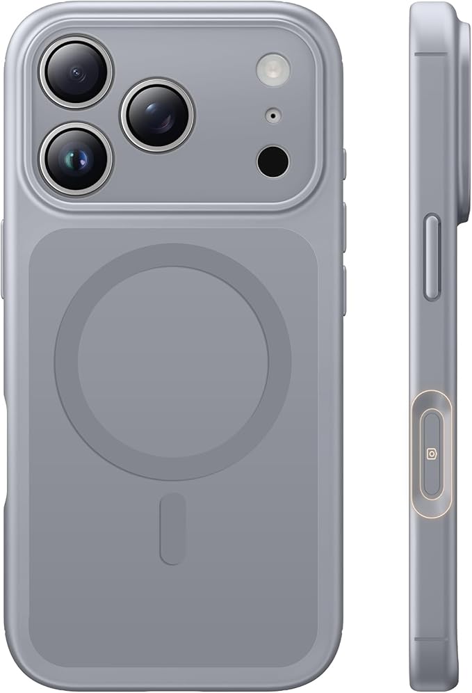 TAURI for iPhone 17 Pro Case, Compatible with MagSafe, (Full Camera Protection) Camera Control Cover Solid-Color Matte Magnetic Phone Case for 17 Pro 6.3", Grey