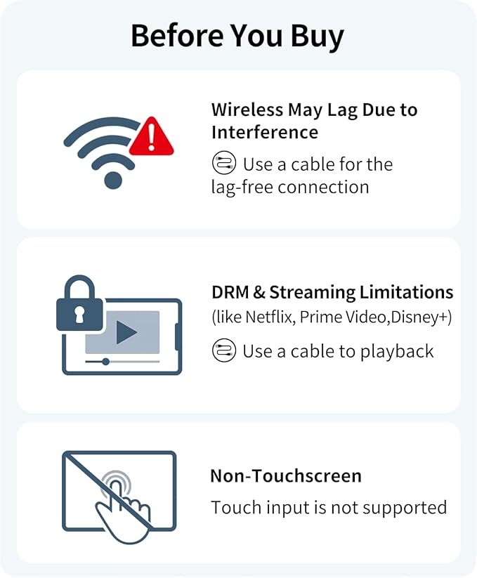 Wireless Portable Monitor with 8000mAh Battery- 15.6" 1080P IPS Second Screen for Travel/Office, AirPlay & Miracast Casting, Up to 5 hrs Use, No Cables or Drivers Needed, Works with Laptop/PC/Phone