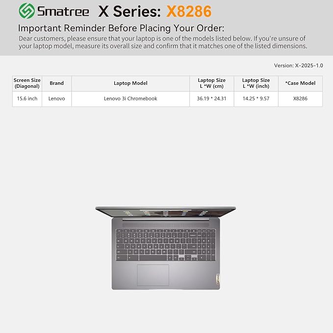 Smatree Hard EVA Protective Sleeve Case Compatible for 15.6 inch Lenovo 3i Chromebook, Anti-Shock and Waterproof Laptop Case, White (X8286W)