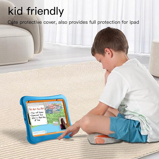 Kids Case for iPad mini 7 (A17 Pro) 2024 /iPad Mini6 2021, Light Weight Heavy Duty/Shockproof/Drop Proof with Handle/Kickstand, Child Friendly Cover for iPad mini 7th/6th Gen 8.3inch (Blue)