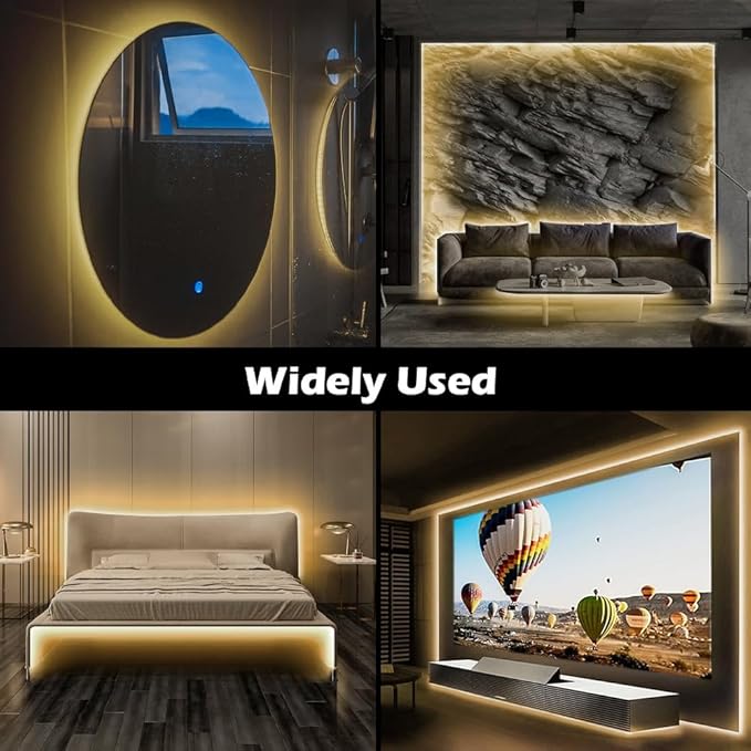 ZSLAIFU 24V COB LED Strip, LED Strip for Bedroom, Touch Dimmable LED Strips, Warm White LED Light Strip, COB Flexible Light for Bedroom Cabinet Vanity Mirror DIY Lighting