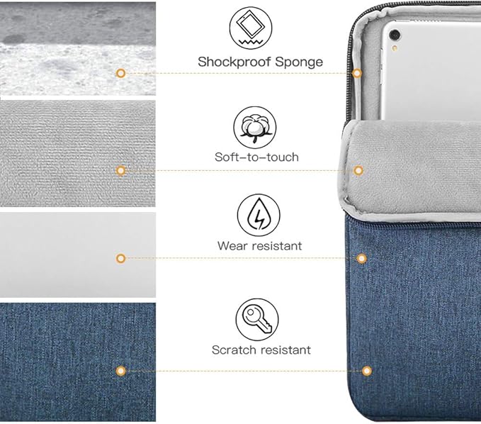 TiMOVO 9-11" Tablet Sleeve Bag for iPad 11-inch A16 2025, iPad 10.9"/10.2"| Air 11 Inch/5th/4th Gen. 10.9", Galaxy Tab A9+/A11Plus 11", Protective Bag Fit Smart Keyboard, Blue