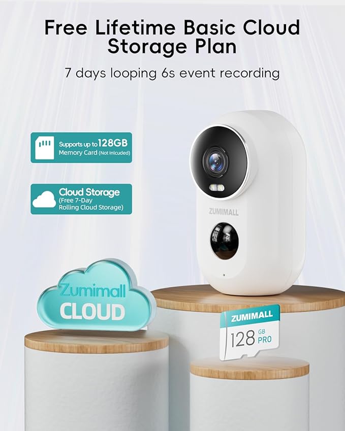 ZUMIMALL Solar Security Cameras Wireless Outdoor, 2Packs, Solar Camera Outdoor Wireless, 2.4G WiFi Battery Camera, 3MP Color Night Vision, Magnetic Mount, Siren,PIR/AI Analyse, IP66, Cloud, Alexa