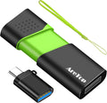 AreTop 4GB Thumb Drive with Type C Adapter, Retractable USB 2.0 Flash Drive Multicolor USB Drive for Date Storage, High Speed Jump Drives with LED Indicator Lanyard, 4GB 1 Pack (Green)