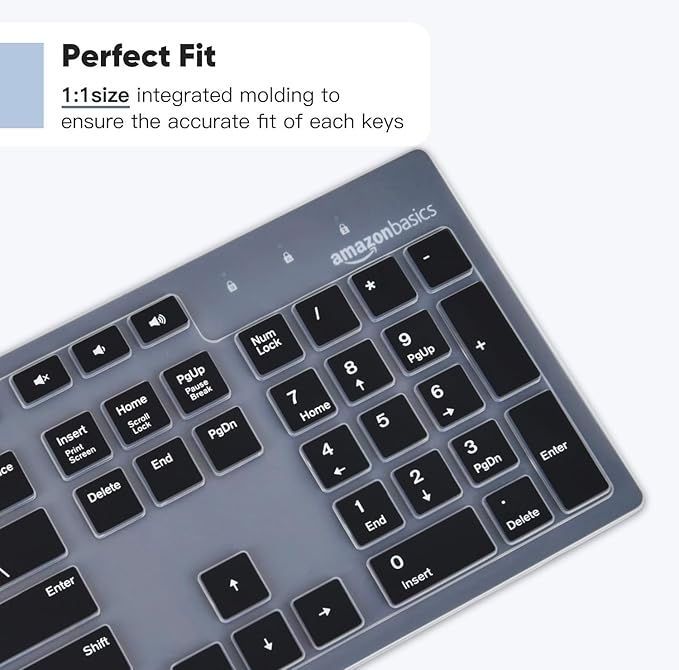 DAMMOMKO Keyboard Cover Skin Compatible with Amazon Basics Wired QWERTY Keyboard with Low-Profile Keys, US QWERTY Layout, Black