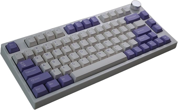 NJ80-AP Wireless Mechanical Keyboard with Knob Bluetooth 5.0/2.4G/Wired Connection 75% Hot Swappable Custom RGB Programmable Gaming Keyboard with PBT Keycap for Win Mac