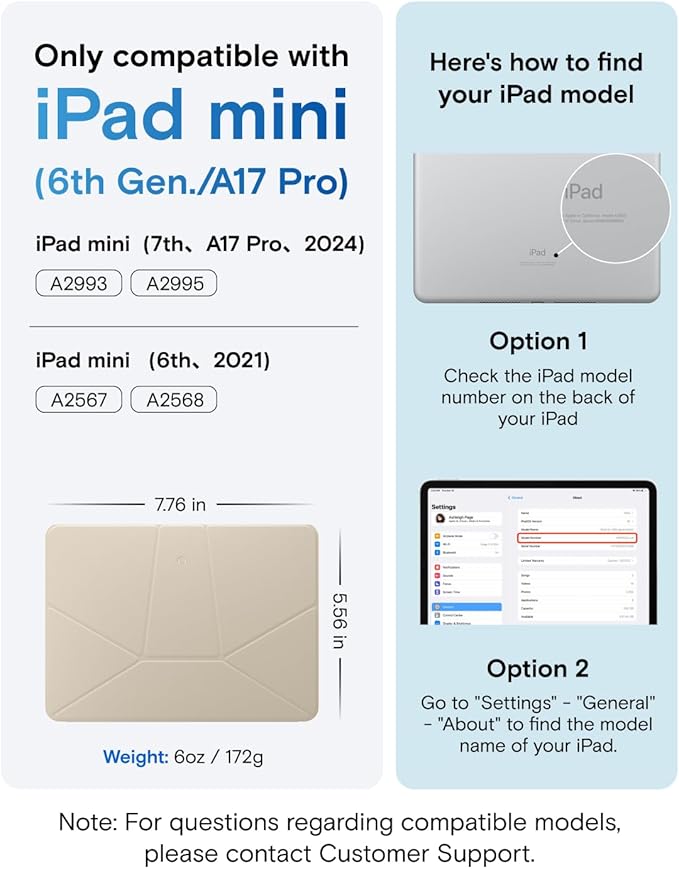 MOFT Dynamic Folio Case for iPad mini 7th A17 Pro 2024 & iPad mini 6th A15 2021, 8.3 Inch Slim Magnetic Stand Case with 20+ Viewing Angles, Auto Wake/Sleep, Ultra Thin, Beach White x Terracotta