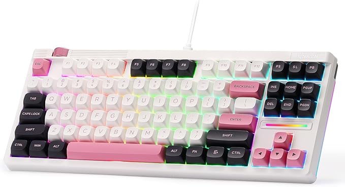 Redragon K729 80% Wired Gasket RGB Gaming Keyboard, 87 Keys TKL Mechanical Keyboard w/Knob Control, Mix-Color PBT Keycaps, Hot-Swap South-Facing Socket & 5-Layer Dampener, Custom Linear Switch