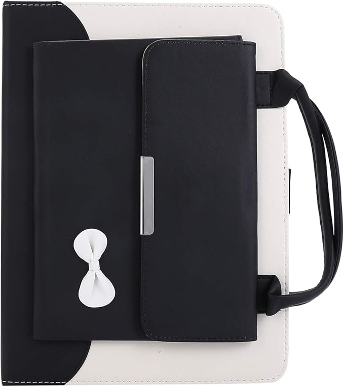 Handbag Case for iPad Pro 13" (M5/M4) 2025/2024, Air 13" M2 M3, iPad Pro 12.9-inch 2018-2022, Techcircle Cute Bowknot Pocket Wallet Design Folio Stand PU Leather Carrying Case, Auto Sleep/Wake, Black