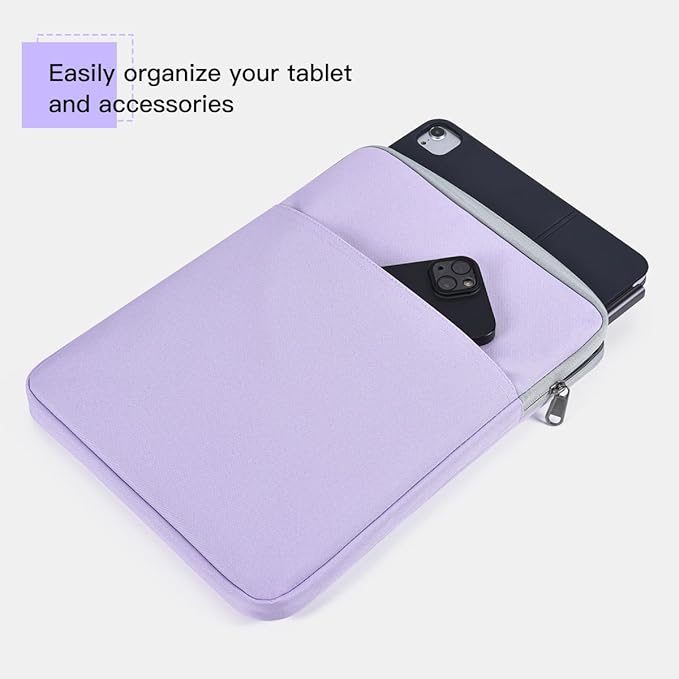 11 Inch Tablet Sleeve for iPad Pro M5 M4 & Air M4 M3 M2, iPad A16, Galaxy Tab A9+/ A9+ Plus, Air 5/4/3 Case Bag, Purple