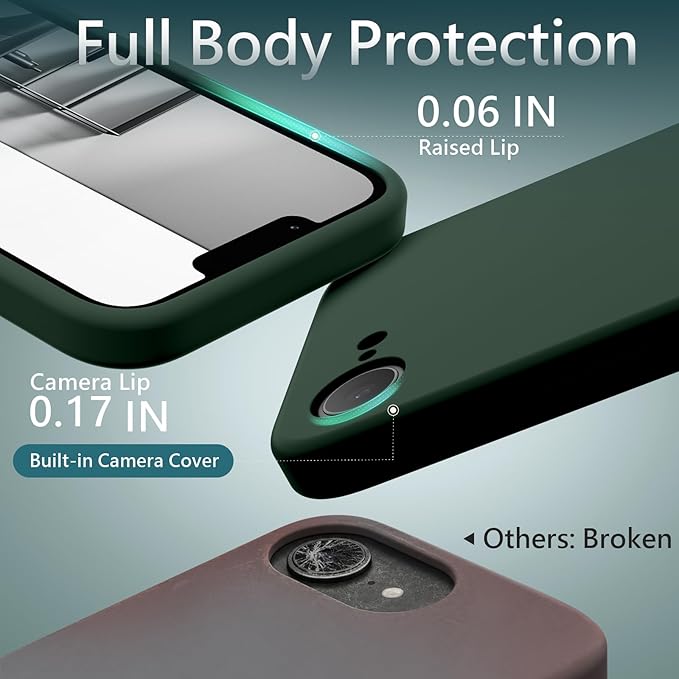 FireNova Magnetic for iPhone 17e Case/iPhone 16e Case, Compatible with MagSafe, [Silicone Camera Protection] Microfiber Lining Phone Case, 6.1", Alpine Green