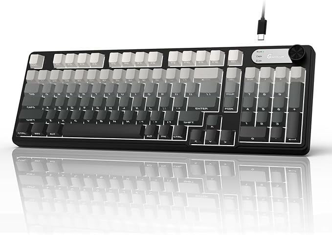 GEODMAER G98 Gaming Keyboard, 99 Keys Silent Wired Keyboard with Number Pad & Knob, RGB Backlit, Side Printed PBT Keycaps, Anti-ghosting, Water Repellent Computer Keyboards for PC Mac Laptop Gamer