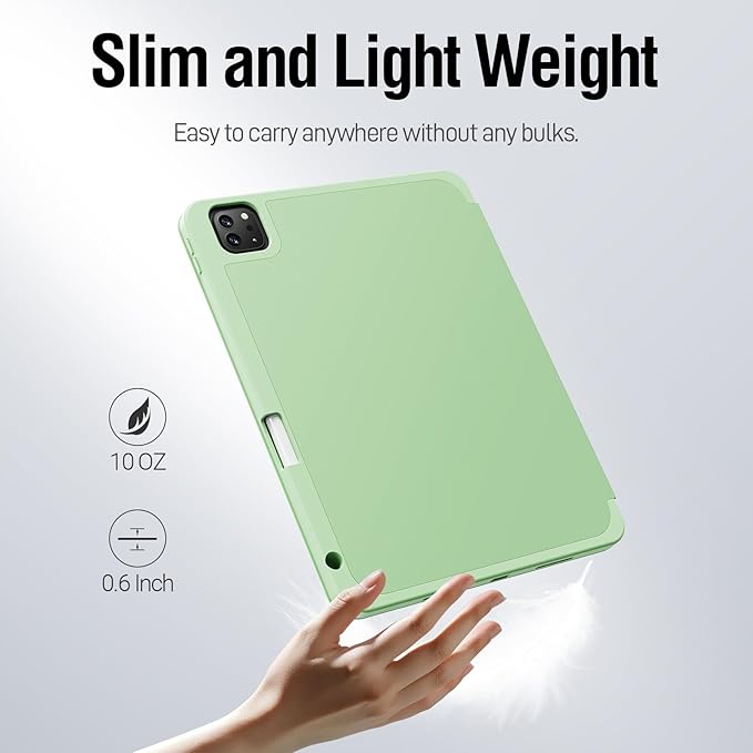 ZOVEEK iPad Pro 11 Inch Case 4th/3rd/2nd/1st Generation (2022/2021/2020/2018) with Pencil Holder, Magnetic Smart Cover with Stand, Supports 2nd Gen Pencil Charging, Auto Wake/Sleep (Matcha Green)