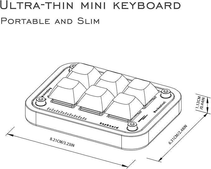 Custom Macro Pad Programmable Designer Mini Keyboard 6 Keys (Silver,KB16)