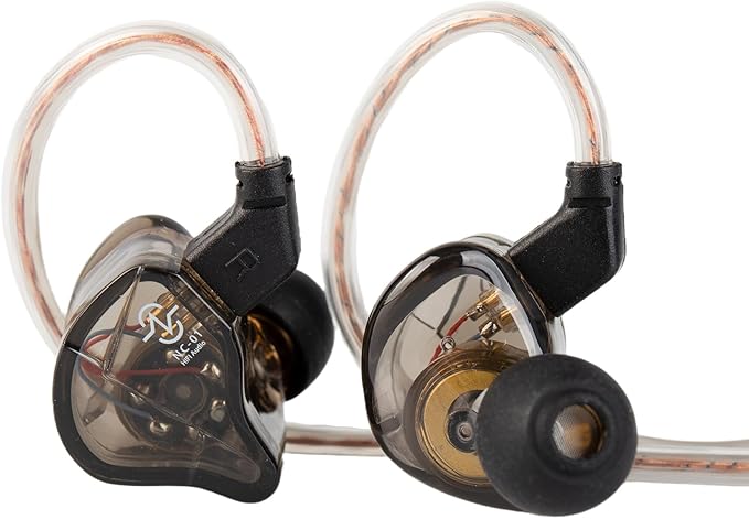 CCZ NC01 Gospel Gaming Earbuds, Stereo Sound in Ear Monitor Headphone Wired, Customized Dual Magnetic DD IEMS Earphone with Detachable Tangle-Free Cable PC Cavity for Computer(without mic,Clear Black)