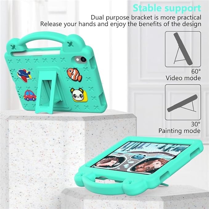 AKABEILA Compatible with Apple iPad mini 6 2021 8.3 inch Tablet Case, Lightweight Shockproof Protective Case with Shoulder Strap & Stand Handle & Pen Tray for Girl Kid Gift Mint Green