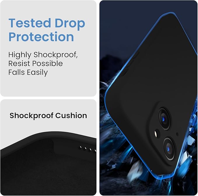 FireNova Designed for iPhone 15 Plus Case, Silicone [Camera Protection] Case, Soft Anti-Scratch Microfiber Lining Inside, 6.7 inch, Black