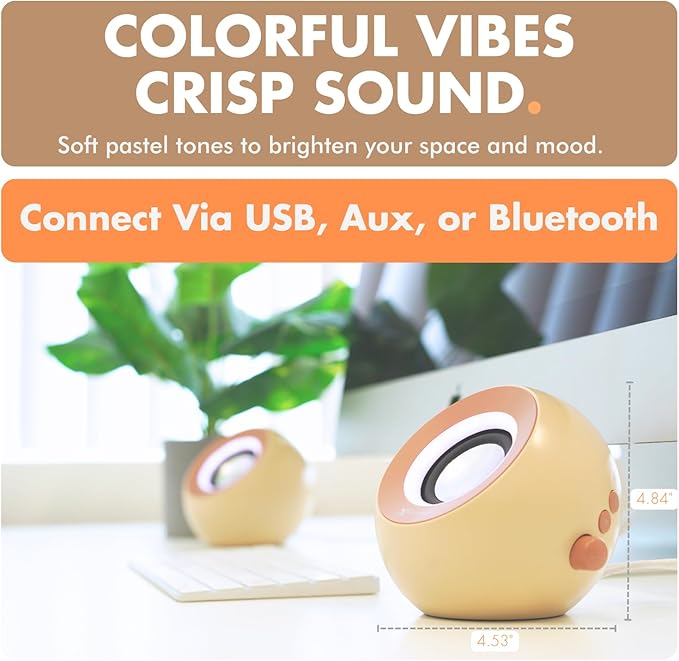 X9 Performance Brown Computer Speakers for Desktop PC with RGB Lighting, Bluetooth, USB, and AUX - Triple Mode Connection, Dual 2.25" Drivers for Work and Play - Bluetooth PC Speakers