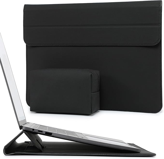 HYZUO 13 Inch Laptop Case Sleeve with Stand for 2026-2018 MacBook Air 13 M5 M4 M3 M2 M1, 2026 13" MacBook Neo, 2026-2016 MacBook Pro 13 M2 M1, iPad Pro/Air 13, Surface Pro 12-3, XPS 13, Black