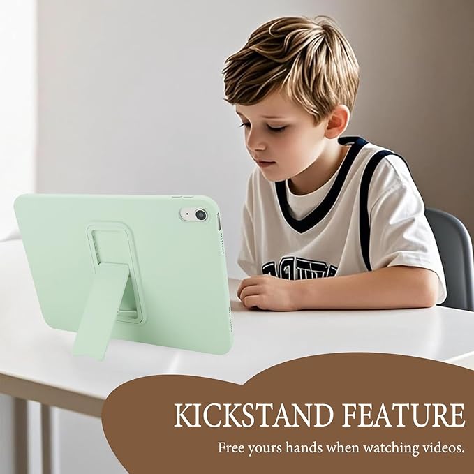 Shockproof Case for iPad 10th/11th Gen, TPU & Hard PC Back Cover with Kickstand Feature Screen & Camera Defense Cleaning Cloth + Stylus Included for iPad 11th 10th Gen, Mintgreen