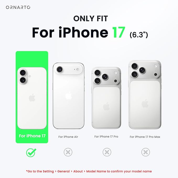 ORNARTO Air Case for iPhone 17 Clear | Military-Grade Drop Protection | Camera Control Button | Compatible with MagSafe | Built-in Air Phone Cover - White